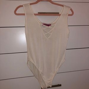 White Boohoo Cross Bodysuit